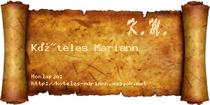 Köteles Mariann névjegykártya